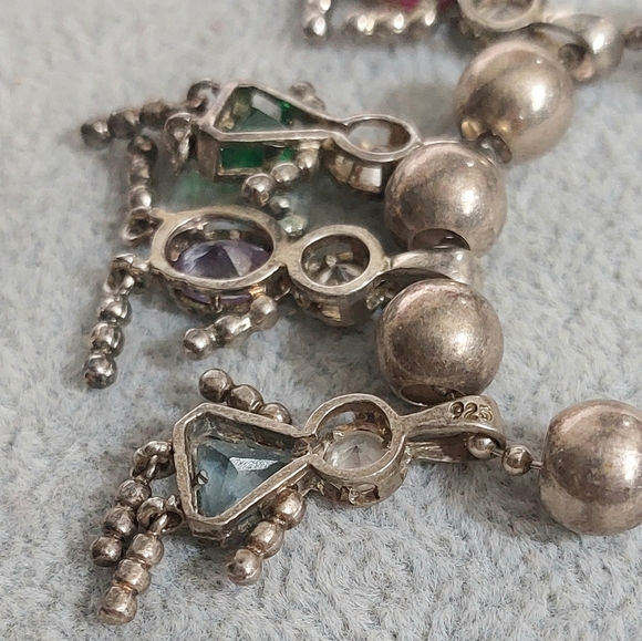 Vintage Sterling Silver necklace with birthstone boy and girl charms - Picture 4 of 12